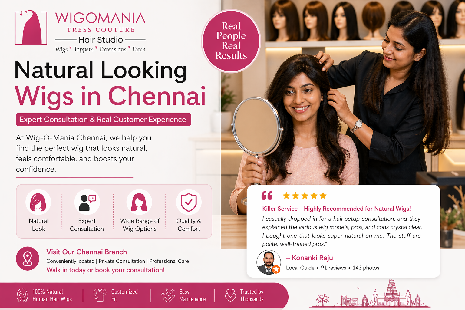 Natural Looking Wigs in Chennai: Real Customer Experience & Expert Consultation at Wig-O-Mania