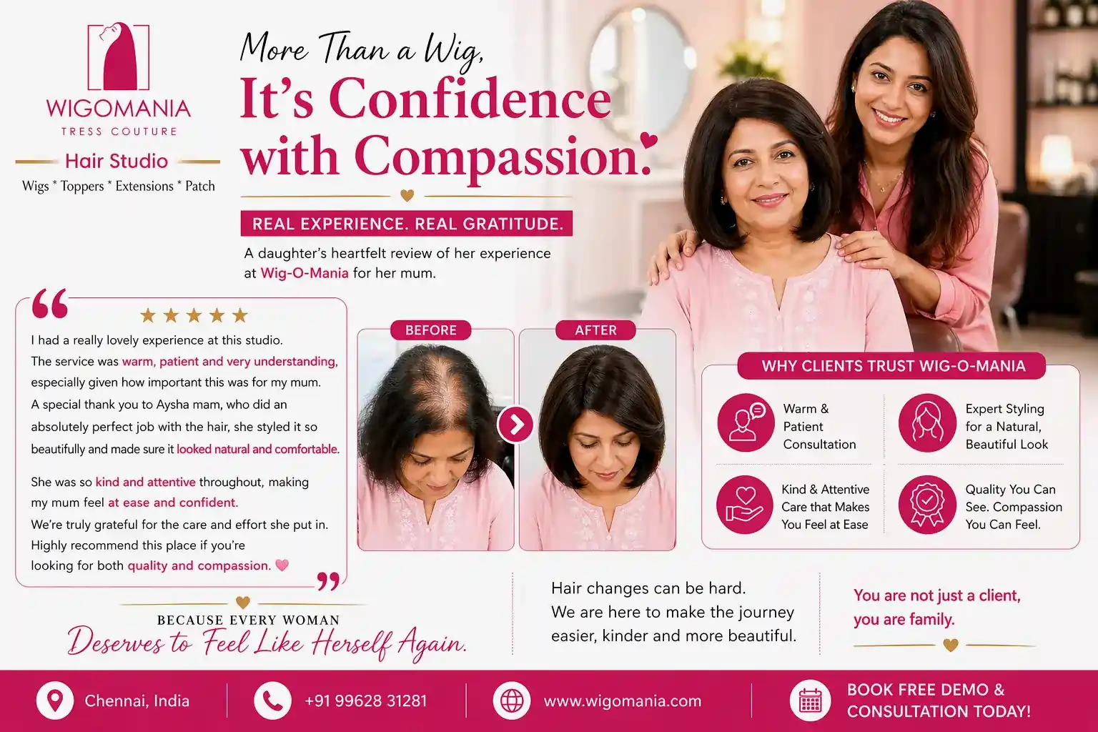Wigs for Women in Chennai: A Real Client Experience of Care, Comfort & Confidence